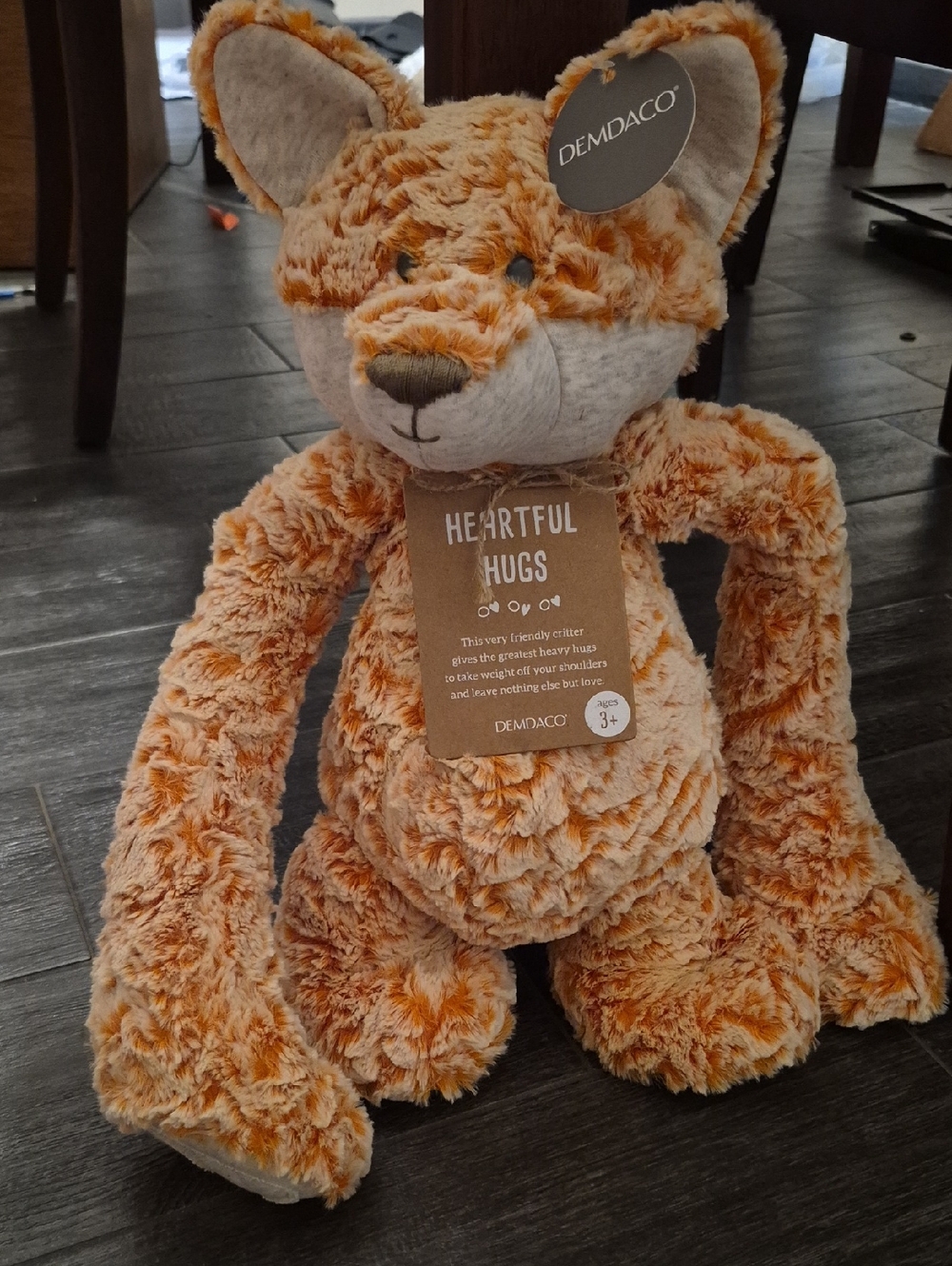 Demdaco Orange & Cream Heartful Hugs Plush Fox